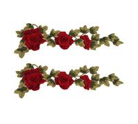 Kukyller 2PCS Flower Patch Applique, Red Rose Embroidered Flower Applique Peony Sew Iron on Patches Bouquet