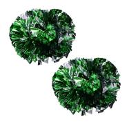 Kukyller 2PCS Pom Poms de Cheerleading, Poignée en Plastique Cheer avec Poignée de Bâton Pompons de Cheerleading pour Accessoires d'équipe de Danse de Fête Sportive Cheering Squad Spirit (Vert + Or)