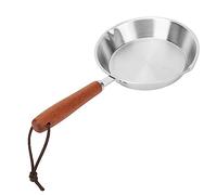 Kukyller 4,7 pouces / 6,3 pouces Small en acier inoxydable poêle, manche en bois pâte à œufs d'oeuf avec 2 verser le bec et corde suspendue pour la cuisinière à induction du restaurant (12 cm)