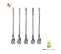 Kukyller 5pcs Paies de consommation en acier inoxydable avec conception de cuillère filtrée, paigres à boire Yerba Mate Tea Bombilla, 6,18 * 0,87 pouce