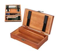 Kukyller Boîte de Rangement en Bois, boîte d'art en Bois, Mallette de Rangement de Papeterie avec Couvercle et Serrure pour Fournitures d'artiste pinceaux Crayons gommes