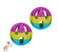 Kukyller Boule de Jouet pour Chat avec Cloche, hochet de Chasse en Plastique réutilisable de 3 Pouces, Jouet interactif, Fournitures pour Animaux de Compagnie, 2 pièces