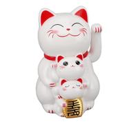 Kukyller Bras agitant de Chat Porte-Bonheur, 4,5 Pouces, Joli Chat Chinois à énergie Solaire, agitant automatiquement la Main, Maneki Neko, Ornement pour Voiture et Bureau (Blanc)