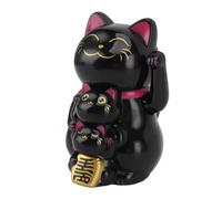 Kukyller Bras agitant de Chat Porte-Bonheur, 4,5 Pouces, Joli Chat Chinois à énergie Solaire, agitant automatiquement la Main, Maneki Neko, Ornement pour Voiture et Bureau (Noir)