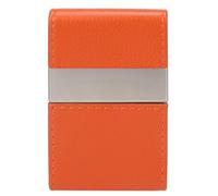 Kukyller Business Card Holder, Stainless Steel Business Card Case Slim Name Holder Double Open (orange)