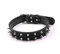 Kukyller Collier pour Chien clouté à Pointes, Collier pour Chien à Larges Pointes réglable en Cuir PU Rivet clouté réglable pour Animaux de Compagnie de Taille Moyenne 43 à 54 cm (Noire)