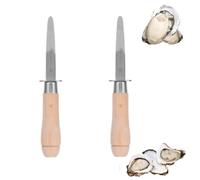 Kukyller Couteau à écailler les huîtres, 2 pièces, outil à écailler les huîtres en acier inoxydable avec long manche, lame robuste et tranchante, ouvre-pétoncles pour fruits de mer