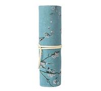 Kukyller Enveloppe de Crayon, Chinois Ancient Retro Style Toile Roll Roll Wrap Sac enclable Antiquités Poldables Case de Stylo pour la Peinture des Artistes (Fleur Simple)