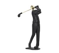 Kukyller Golf Figurine Statue, Matte Black Antislip Base Play Golf Swing Resin Sculpture Desktop Decoration for Bookshelf Desk Cabinet