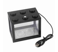 Kukyller Mini Aquarium USB, Mini Aquarium de Bureau, Lampe LED USB, boîte de réservoir, Bureau, Table à thé, décoration pour Boules d'algues, singes de mer 4,72 x 3,15 x 4,13 (Black)