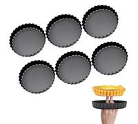 Kukyller Mini moules à tarte avec fond amovible, 3 pouces, moule à tarte aux œufs, côtés cannelés, poêle à Quiche pour tartelettes, Mousse, gâteaux, desserts, 6 pièces