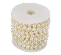 Kukyller Pearl Beads,10m Bead Chain Trim Strands Roll Garland Pearl Roll Strand for Wedding Party Decoration (beige)