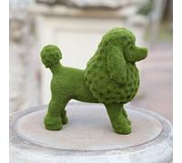 Kukyller Resin Moss Figurine, European Style Handcrafted Flocked Animal Statue Dog Cat Decorations for Garden (Poodle)