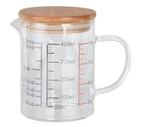 Kukyller Tasse à mesurer le verre, tasse de mesure de liquide en verre avec poignée et couvercle de couvercle de buse en forme de buse à échelle claire lait picheur mousseux pour l (400 ml)