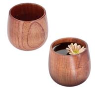 Kukyller Tasses à thé en bois, 2 pièces tasse à café Simple grand ventre tasse à vin tasse à eau en bois tasse à thé à boire pour la bière boissons chaudes lait (Grande tasse)