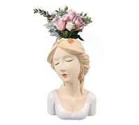 Kukyller Vase Visage, Pot de Fleurs décoratif en céramique pour Visage, Pot de Fleurs de Style Moderne (Blanche)
