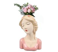 Kukyller Vase Visage, Pot de Fleurs décoratif en céramique pour Visage, Pot de Fleurs de Style Moderne (Rose)