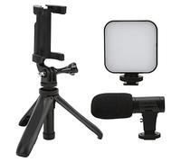 Kukyller Vlogging Kit, Kit Essentiel de créateur de Contenu avec trépied de lumière de Remplissage et Support de téléphone pour Les appels vidéo