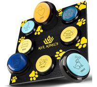 KUL KING'S Boutons pour chien pour Communication Starter Pack, 8 boutons enregistrables, tapis d'entraînement, manuel, 16 piles, autocollants, cloches de propreté pour chiens, boutons de dressage pour