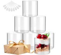 Kulamo Coupelles à Dessert en Verre Coupelles à Glace Set de 6 Coupelles à Salade à Snack Petites Coupelle en Verre pour Dessert Glace Salade 6x300ml. Livré avec 20 cuillères en plastique