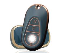 KULCSOK Coque de clé compatible avec Mercedes Classe C Classe S MB GLC EQS EQE 300 350 450 500 560 580 2020-2024 Coque de clé en TPU 3 boutons A Gris