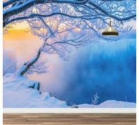 Kuletkear Arbre D'Hiver Papier peint Paysage Au Coucher Du Soleil amovible décoration d'intérieur pour salon chambre télévision chambre d'enfant fille 200x140cm