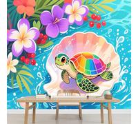Kuletkear Carapace De Tortue Papier peint photo grand Fleur format autocollant mural imperméable pour chambre d'enfant chambre de fille décoration de fête mariage cadeau 400x280cm