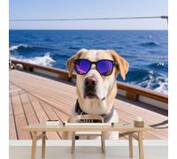 Kuletkear Chien Papier peint photo grand Paysage Naturel Marin format autocollant mural imperméable pour chambre d'enfant chambre de fille décoration de fête mariage cadeau 400x280cm
