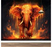 Kuletkear Éléphant Papier peint photo 3D Animaux De Flamme amovible pour chambre d'enfant chambre d'adolescente salon stickers muraux chambre d'enfant 826x589cm
