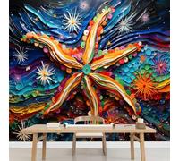 Kuletkear Étoile De Mer Grand papier peint autocollant Art Abstrait cadeau pour chambre d'enfant chambre de bébé décoration murale Papier peint mural poster 249x175cm
