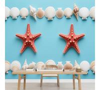 Kuletkear Étoile De Mer Papier peint Coquillages amovible décoration d'intérieur pour salon chambre télévision chambre d'enfant fille 249x175cm