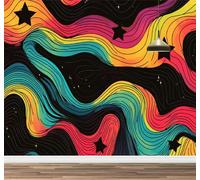 Kuletkear Étoile Papier peint photo 3D Art Abstrait Aux Couleurs De L'Arc-En-Ciel amovible pour chambre d'enfant chambre d'adolescente salon stickers muraux chambre d'enfant 400x280cm