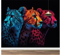 Kuletkear Léopard Papier peint photo 3D Animal amovible pour chambre d'enfant chambre d'adolescente salon stickers muraux chambre d'enfant 300x208cm