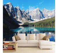 Kuletkear Reflets Des Montagnes Et Des Lacs Papier peint photo 3D Paysage Naturel amovible pour chambre d'enfant chambre d'adolescente salon stickers muraux chambre d'enfant 450x320cm