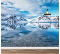 Kuletkear Réflexion Sur La Montagne Papier peint photo 3D Nuages De Paysage Naturel amovible pour chambre d'enfant chambre d'adolescente salon stickers muraux chambre d'enfant 200x140cm