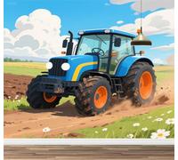 Kuletkear Tracteur Papier peint photo 3D Dessin Animé De La Ferme Cloud amovible pour chambre d'enfant chambre d'adolescente salon stickers muraux chambre d'enfant 450x320cm