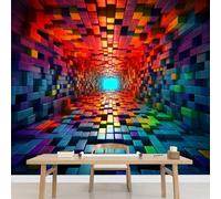 Kuletkear Tunnel De Blocs Papier peint photo grand Art Abstrait format autocollant mural imperméable pour chambre d'enfant chambre de fille décoration de fête mariage cadeau 450x320cm