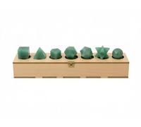 KULIA Coffret de 7 Solides Platoniques Géométrie Sacrée Coffret en Bois Décoratif Aventurine Verte Pierre de Méditation Équilibrage des Chakras Porte-Bonheur Pierre de Platon Cadeaux Spirituels