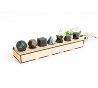KULIA Coffret de 7 Solides Platoniques Géométrie Sacrée Coffret en Bois Décoratif Labradorite Pierre de Méditation Équilibrage des Chakras Porte-Bonheur Pierre de Platon Cadeaux Spirituels