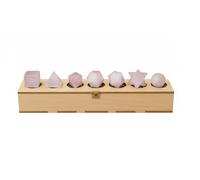 KULIA Coffret de 7 Solides Platoniques Géométrie Sacrée Coffret en Bois Décoratif Quartz Rose Pierre de Méditation Équilibrage des Chakras Porte-Bonheur Pierre de Platon Cadeaux Spirituels Cadeaux