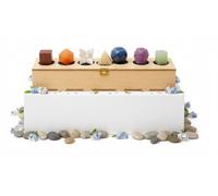KULIA Coffret Solides de Platon 7 pièces Pierres des sept chakras et géométrie sacrée Coffret en bois sculpté à la main Feng Shui Cristal et pierres platoniciennes Porte-bonheur Pierres des chakras
