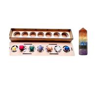 KULIA® Coffret Solides de Platon Géométrie Sacrée Méditation Pierre de Guérison Feng Shui Pointe de Cristal Pierre des Sept Chakras Tour Reiki Coffret en Bois Sculpté à la Main 7 Pièces Pierres