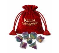 KULIA Coffret Solides Platoniques (7 pièces) Ensemble de cristaux de géométrie sacrée pour les chakrasFluorite multicolore sculptée à la mainPierres précieuses naturellesSymbole ReikiPierre roulée