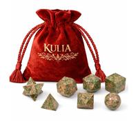 KULIA Coffret Solides Platoniques (7 pièces) Ensemble de cristaux de géométrie sacrée pour les chakrasFeng ShuiUnakite sculptée à la mainPierres précieuses naturellesSymbole ReikiPierre platonicienne