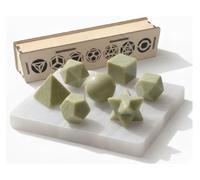 KULIA Coffret Solides Platoniques 7 pièces Géométrie Sacrée Boîte Décorative en Bois Sculptée à la Main Plaque de Sélénite Ensemble de Cristaux Platoniques Serpentine Porte-Bonheur Pierre de Chakra