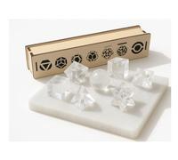 KULIA Coffret Solides Platoniques 7 pièces Géométrie Sacrée Boîte en Bois Décorative Plaque de Sélénite Sculptée Quartz Clair Pierre Platonique Ensemble de Cristaux Reiki Porte-Bonheur Pierre Chakra