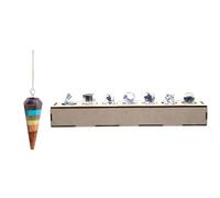 KULIA® Coffret Solides Platoniques Géométrie Effrayante Coffret en Bois Sculpté à la Main Pierre de Méditation Feng Shui Pendule en Cristal Tour de Reiki Boîte de Rangement 7 Pierres de Quartz Clair