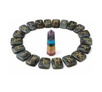 KULIA® Ensemble 25 pierres runiques labradorite Futhark ancien) avec pointe