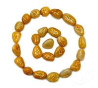 KULIA Ensemble de 25 pierres runiques en cristal symboles Reiki décoration de bureau runes en cristal de pierre naturelle sculptées à la main pour les débutants runes porte-bonheur en aventurine