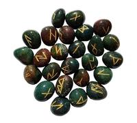 KULIA Ensemble de 25 pierres runiques en cristal symboles Reiki décoration de bureau runes en cristal de pierre naturelle sculptées à la main idéal pour les débutants runes porte-bonheur